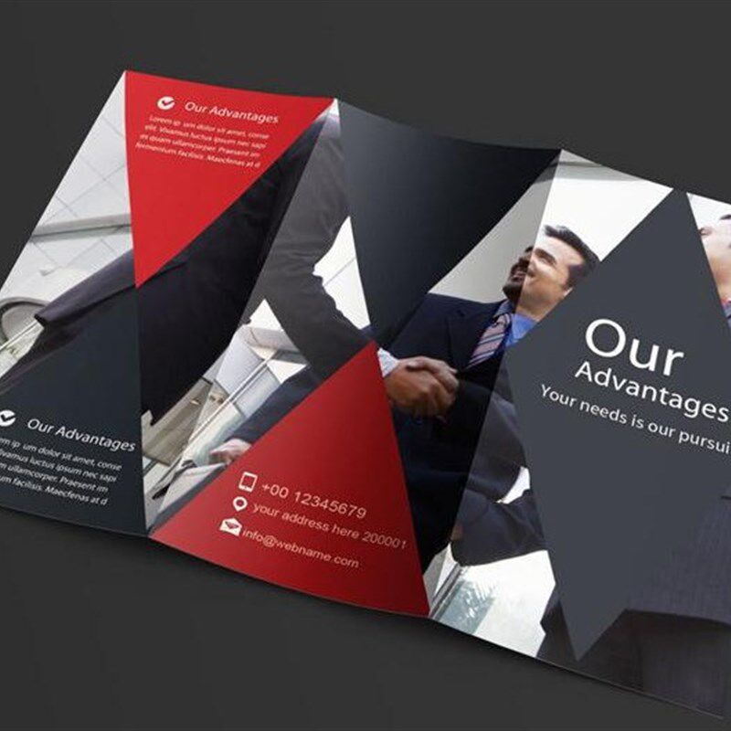 制作三折页印刷彩页单张定制画册封面宣传单3千张A4 200克铜版纸