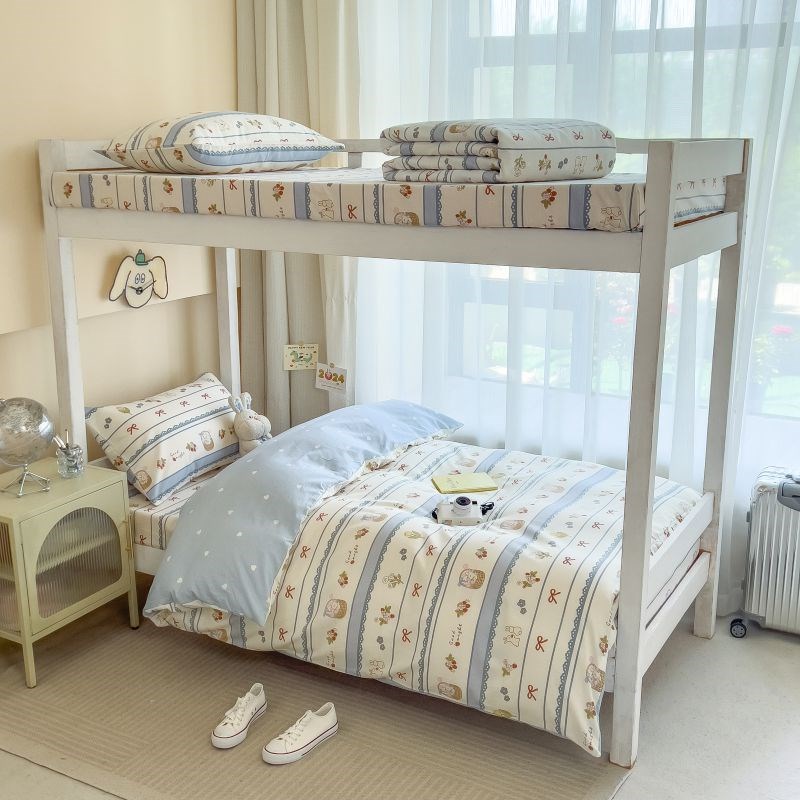 纯棉学生宿舍被套单人三件套儿童床单1.2m床上用品大学全棉五件套