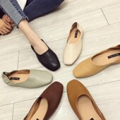 女20e24年春季 一脚蹬豆豆鞋 新t款 单鞋 女鞋 平底韩版 懒人半拖奶奶鞋