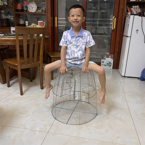 三驰渔具泥猛金鼓石斑不锈钢捕鱼笼三个倒须入口海水防锈钢丝编织