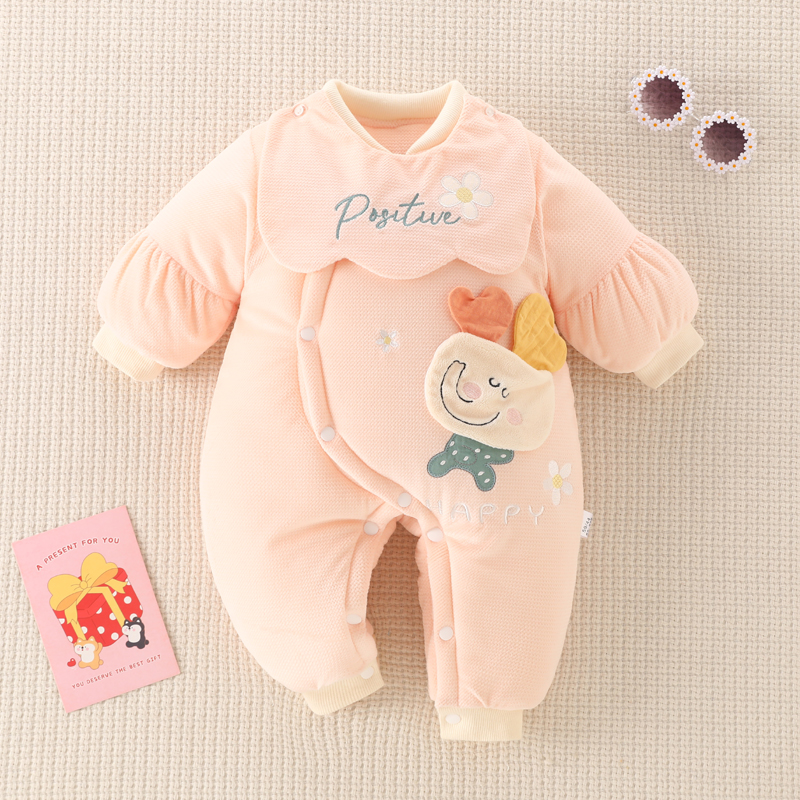 新生婴儿连体衣加厚保暖秋冬装男女宝宝棉服套装哈衣外出抱衣冬季