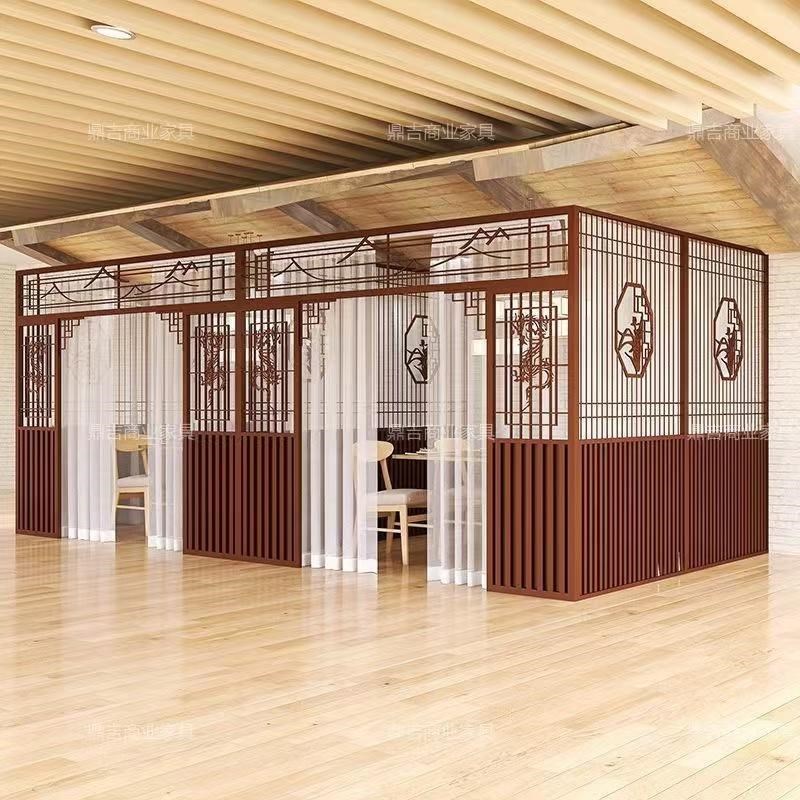 月洞拱门铁艺隔断金属镂空火锅店饭店茶楼包间屏风餐厅包厢
