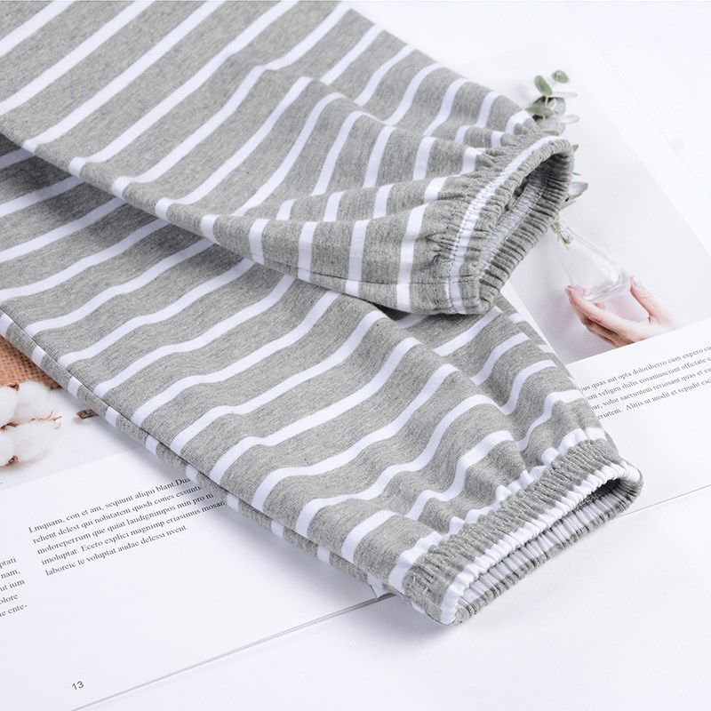 春条纹睡裤女长裤纯棉大码睡裤女200斤女睡裤居家裤女仙女懒懒裤