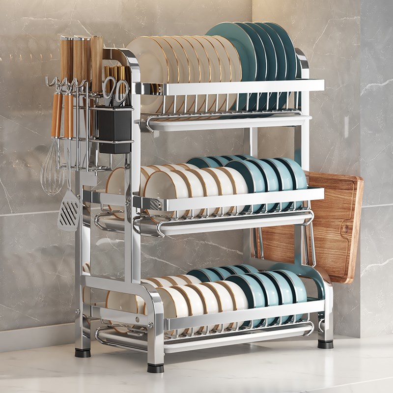 不锈钢碗碟架沥水架家用厨房碗盘台面置物架子橱柜多功能碗架盘架