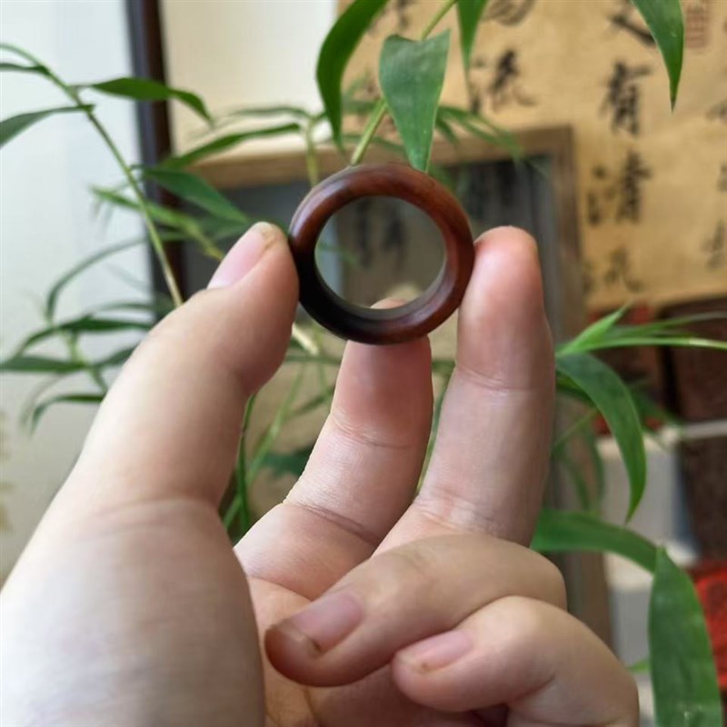 【雷公社手工艺品】雷击枣木纯手工阴阳双色料素面戒指可定制款