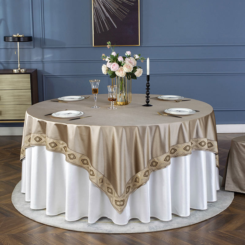 新款中式饭店大圆桌布圆形酒店台布餐厅宴会会议桌布家用布艺定制