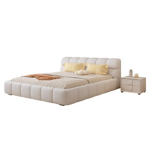 床现代简约奶油风主卧室高端大气1米8双人网红ins科技布艺泡芙床