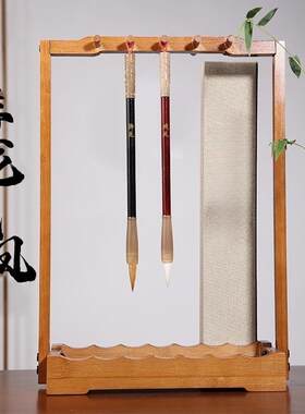 游龙戏凤牛角/驼骨+o檀木杆兼毫狼毫簪花小楷毛笔情侣对笔文房四