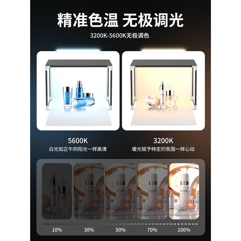 拍照摄影棚小型柔光灯箱拍摄补光灯静物白底图折叠LED无影棚80cm