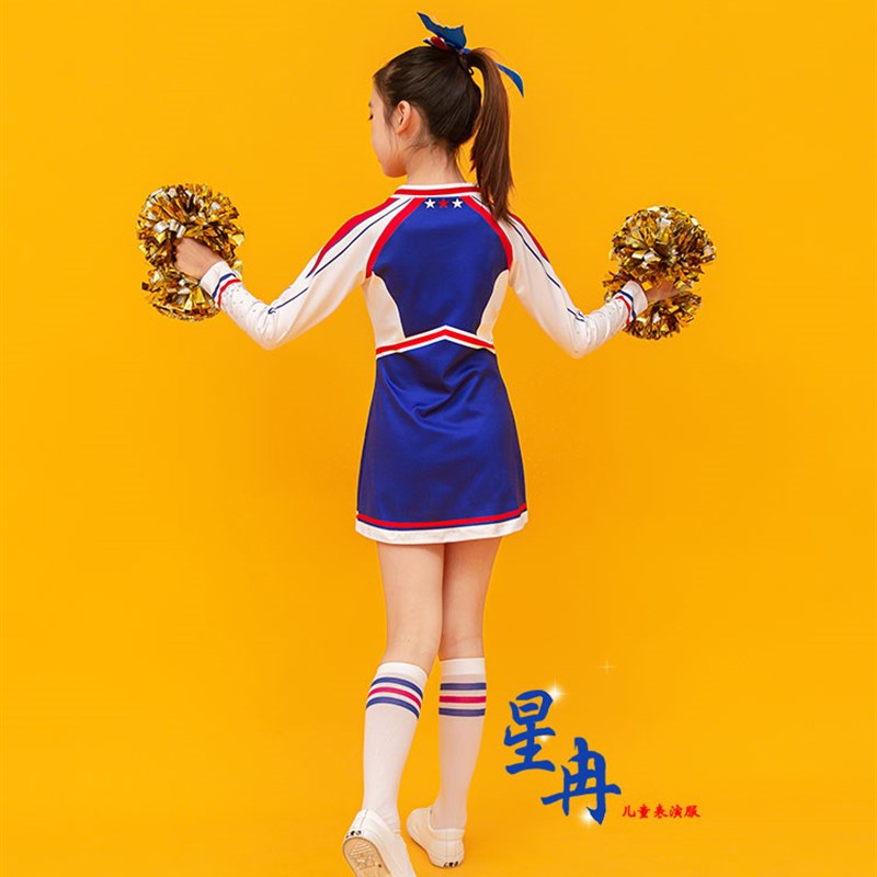 新款拉拉队长袖啦啦操比赛演出儿童成人男女篮球竞技连体表演服装