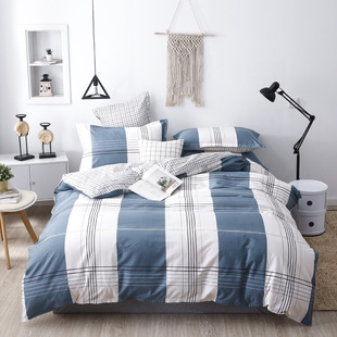 四件套全棉被套180x220cm2.2x2.4米男士 简约床单被罩床上用品