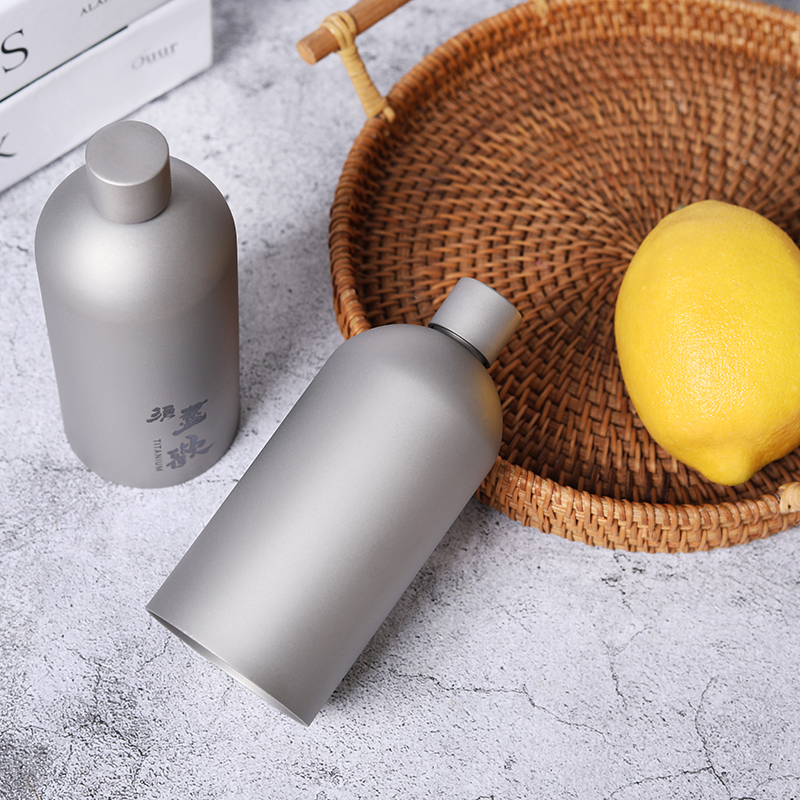 纯钛酒壶白酒迷你随身户外盛酒器大容量酒具金属圆酒壶