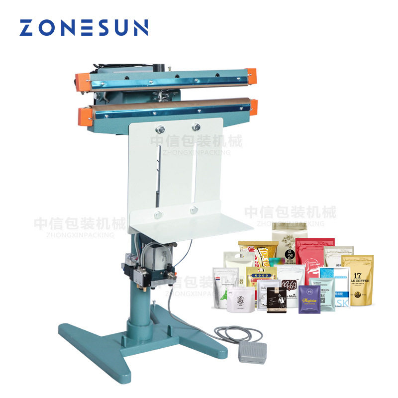 ZONESUN 脚踏两用铝箔双面加热封口机 食品饮料塑料袋包装热合机