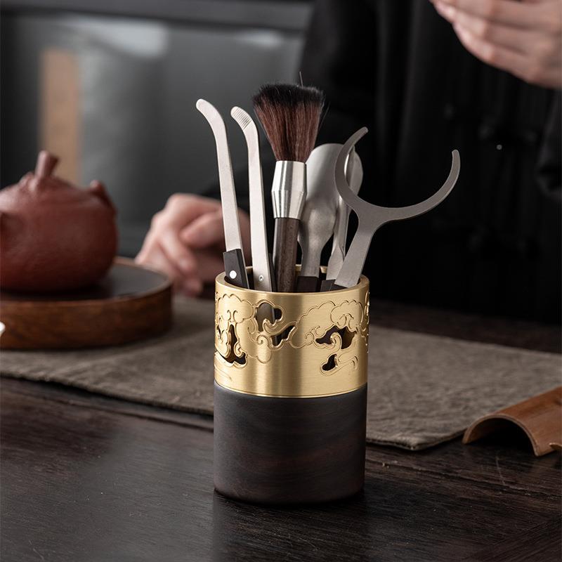 装茶道六君ali-9035子套功夫茶纳具茶泡配件茶夹茶刀针养壶笔收筒