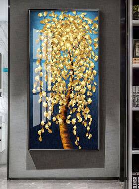 发财树现代轻玄B-478关装饰画过奢道金色抽象简约幅美墙式走廊面