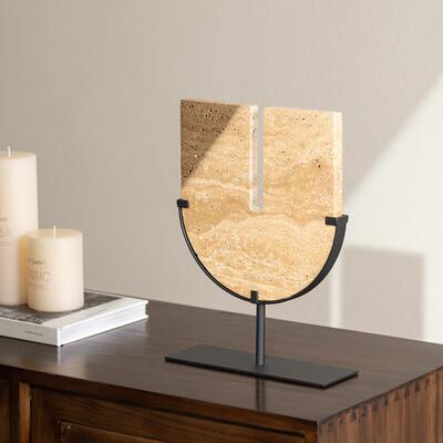 型匠三高级感洞石黄几十何异样板RZB-2700间摆件高级感创意家居软