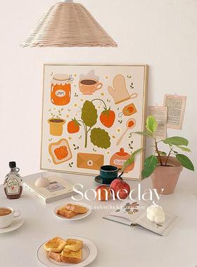 春光微QB202302醺北术欧柜奶油风餐厅装新饰画小清艺客厅斗摆画in