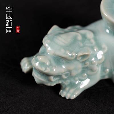 空山雨龙新泉青瓷盖置盖创意泡茶壶58257盖碗盖子零配养开片可汝