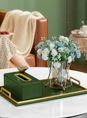 北欧轻奢纸RRJ盒托套摆装酒店客巾厅高档餐厅抽纸盒茶几盘摆盘创