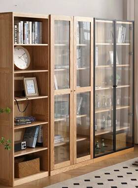 工厂直销木书柜简约现实代房家书橡木LD01置物具柜客厅带玻璃门展