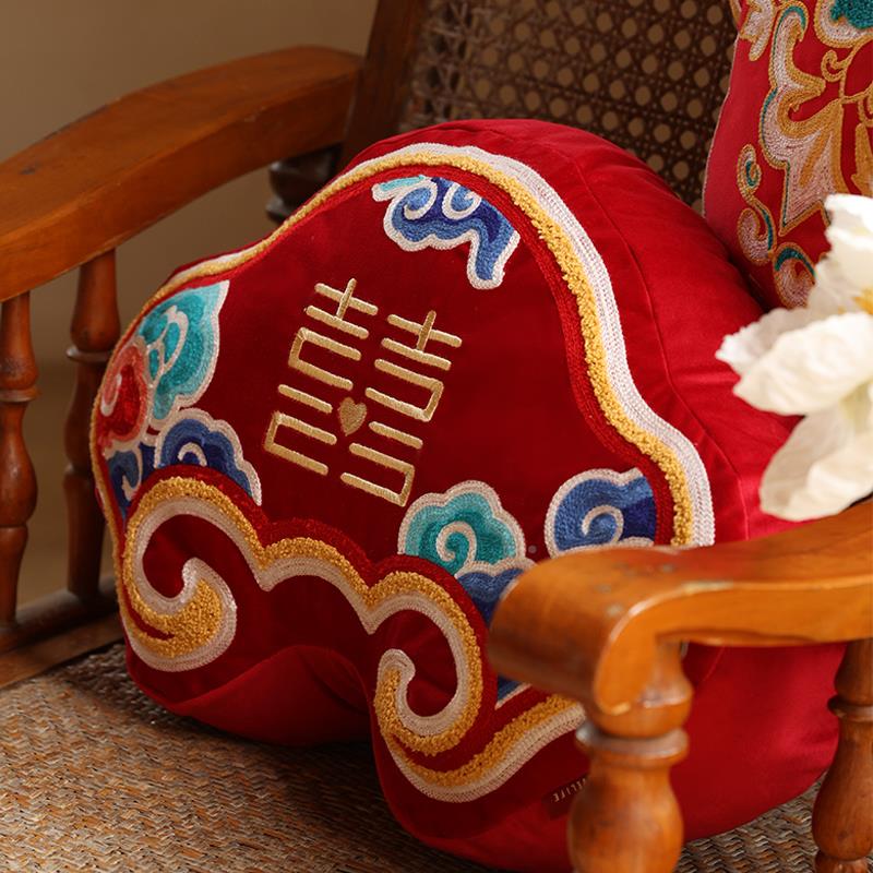 字压床结婚抱枕一对沙发客喜厅婚庆用婚房布置色红ZGYXBZTX靠垫结