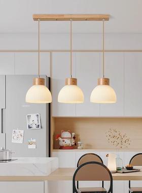 北欧简约原木小吊三头厅卧阳室床灯56194头玻璃台吧餐台日式饭厅