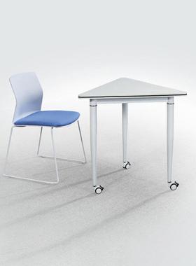 形折叠培接训MK0103桌六椅智慧录播会议教室课桌移动边拼桌梯形教