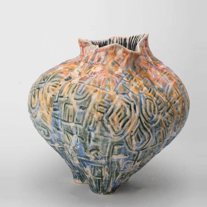 侘寂中古风陶瓷间花瓶复古怀旧手工民宿样CH-M2564板禅高意感陶级