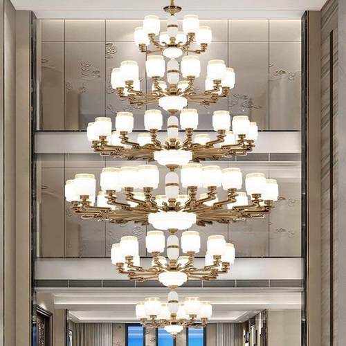 新式复式楼别墅大吊灯灯客厅中灯大楼中楼堂69860简欧楼梯灯防尘