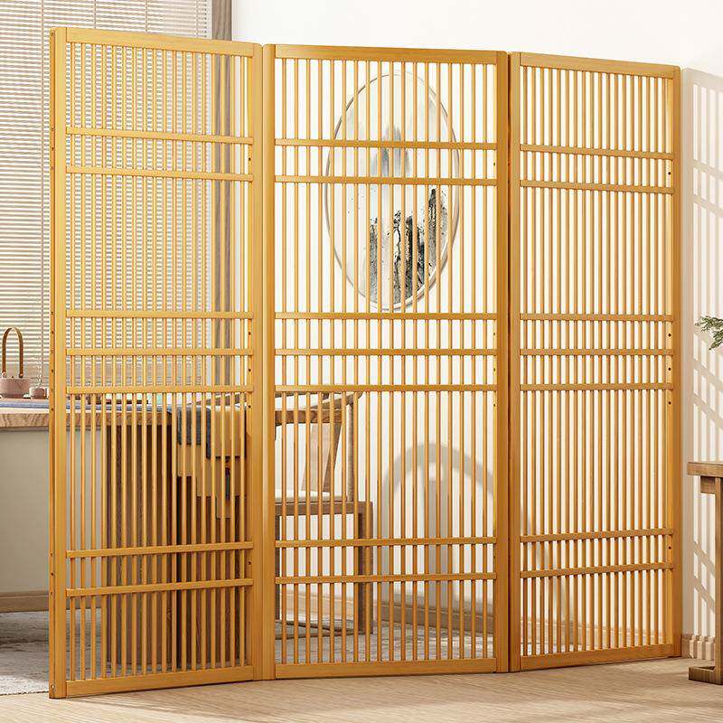 中屏风隔墙关折屏客断厅玄卧室遮挡简约屏风现代折叠落地式竹屏障