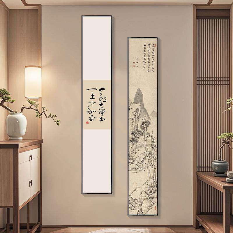 见山竖关幅字画办公室道挂画JJ908799玄装饰画式茶室壁中画走廊过