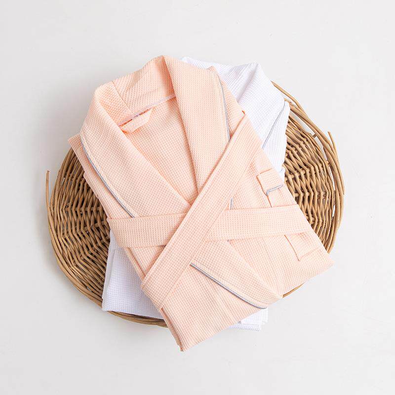 鲁家素友品四季纯棉服蜂华夫格浴袍浴衣情侣居男65985463女吸水汗