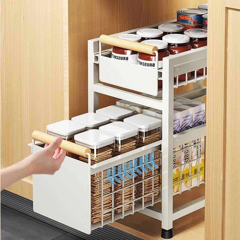 橱柜置物架厨房水槽置物料式架多功能下碗碟调收纳抽6940拉分层整