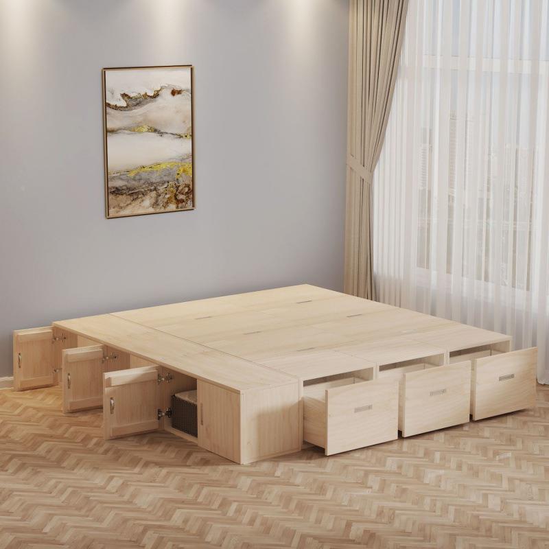 实木飘窗柜储物箱卧室39619台柜组合榻榻米加由宽床储物柜自家窗