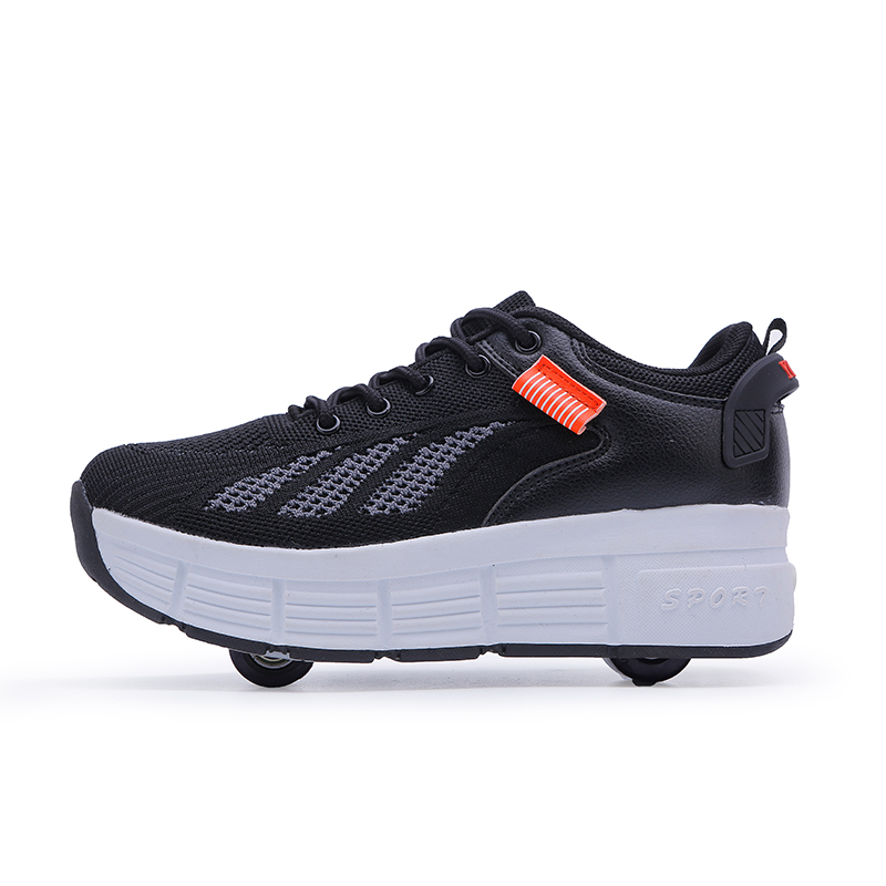 变形鞋暴走鞋双轮可走路s代步成年爆走学生隐形单轮滑轮鞋带轮子