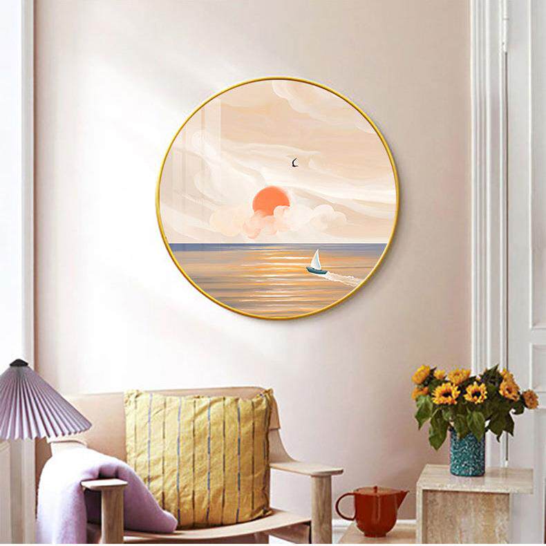 北欧装风客厅小清新景饰画沙发背YX-A077墙厅风景壁画餐圆形墙画