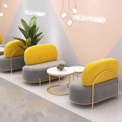 茶ins宿奶茶店小YMZ-013清新沙发桌椅组合网红民品店休闲甜接待区