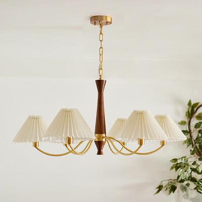 新款日式桃复古轻M2021-19奢古客铜色卧室书房餐厅厅吊北欧百褶灯