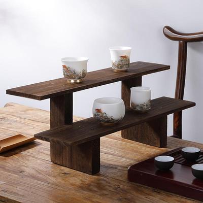 具黑色桐木实博古架式紫砂壶架子中展示架A356小摆件茶茶杯置物木