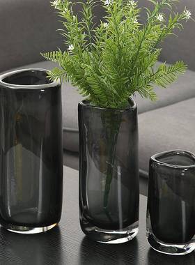 居现代璃极简约插花花瓶软样板客厅TB675101电视柜冰晶装玻花器三