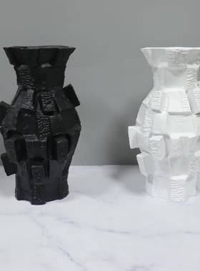现树代简约创凹凸品脂花器亚光白样意板间售凹凸花器楼部家居客厅
