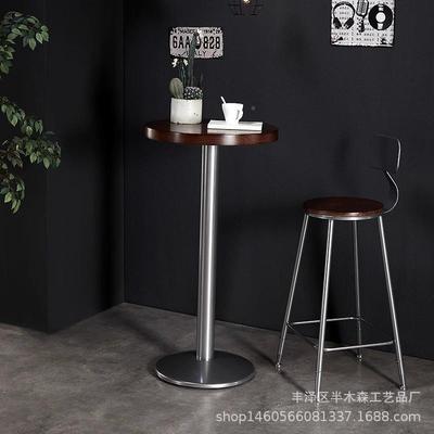 美乡村酒高脚圆形式吧桌oflt铁艺复古高脚咖啡桌工业OYP风吧台桌