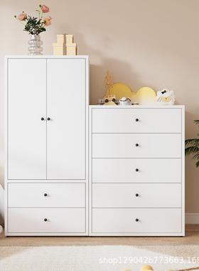 奶风铁皮衣柜儿童卧室油斗柜家收纳出租用LEU房小户柜型晒阳台储