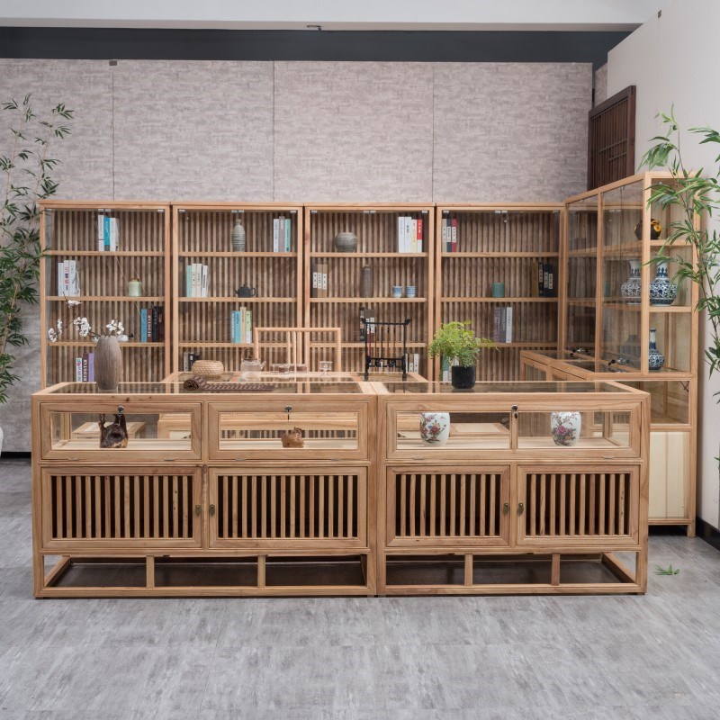 实木珠宝展示柜首饰玉器饰品柜台玻璃柜子展柜陈列柜新中式手串柜