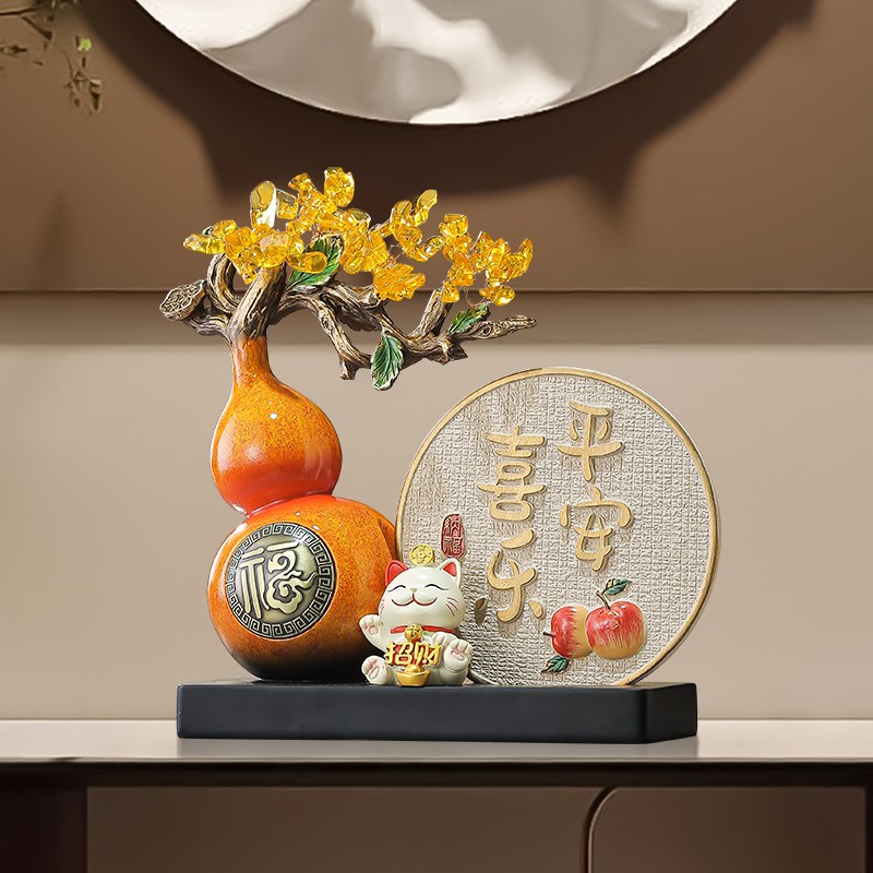 新中式福禄双全葫芦摆件客厅招财发财树玄关装饰乔迁新居礼品
