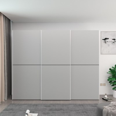 卧室小户型衣帽间推拉门大衣柜双门移门衣橱3门简约定制滑门柜2米