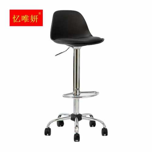 吧台高脚凳简约酒吧凳靠背滑轮椅前台收银高凳煞车轮工作椅升降椅