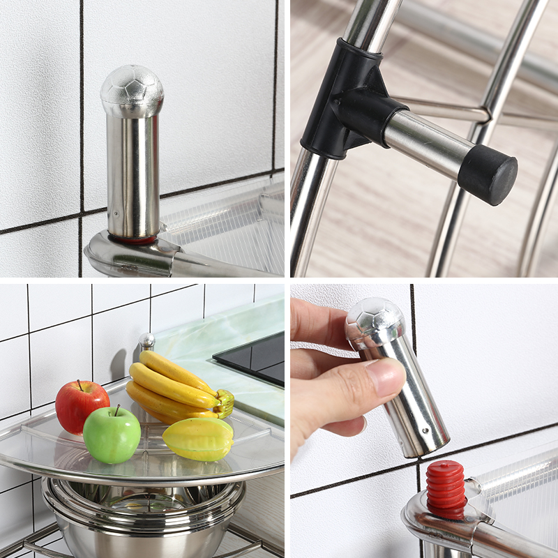 不锈钢厨房置物架三角架落地储物架多层收纳架子放锅架家用省空间