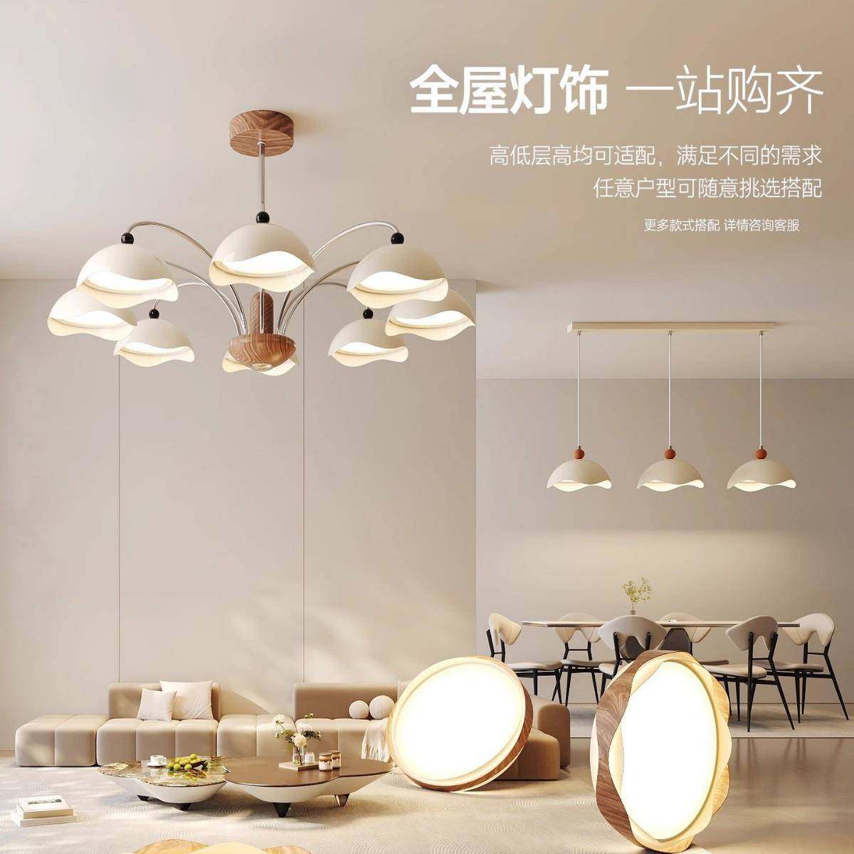 厅中978古风客吊灯主木灯壳美式复古高级感胡桃色202蛋5新款法式,家装灯饰光源,智能吊灯,淘宝优惠券,粉丝福利购,淘宝优惠卷