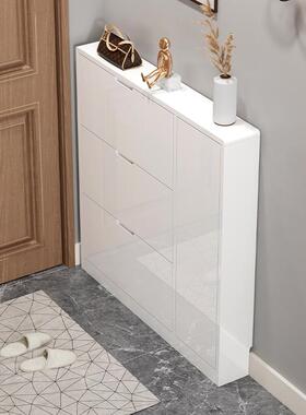 9白色翻斗鞋柜口钢琴漆收C纳现代简约17白-01烤家用门17cm大容量